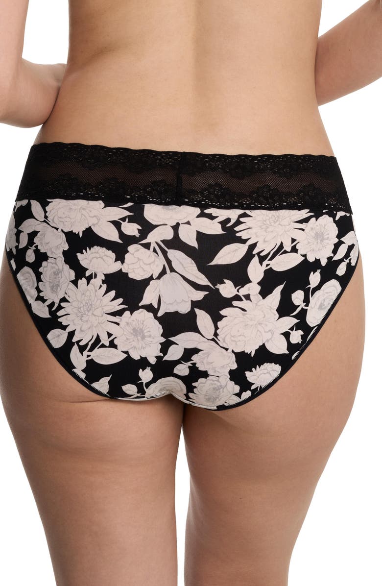 Natori Bliss Perfection One Size French Cut Brief, Alternate, color, Black Garden Rose Print