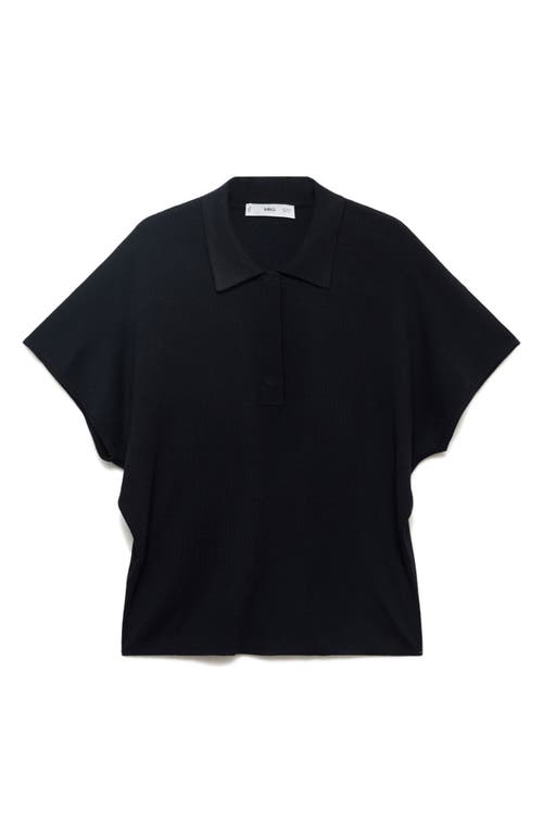 Mango Short-sleeved Polo-neck Sweater Navy In Black