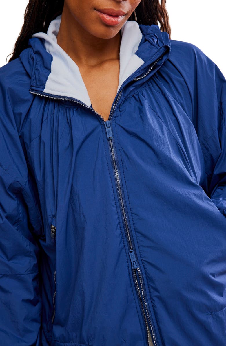 Free People Explore More Nylon Hooded Jacket, Alternate, color, Blue/ Navy
