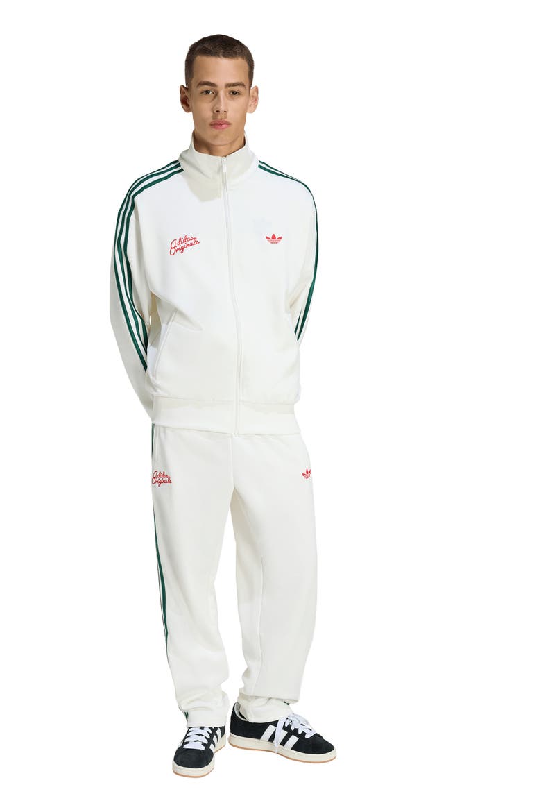 Firebird Roses Track Jacket, Alternate, color, OFF WHITE/ COLLEGIATE GREEN