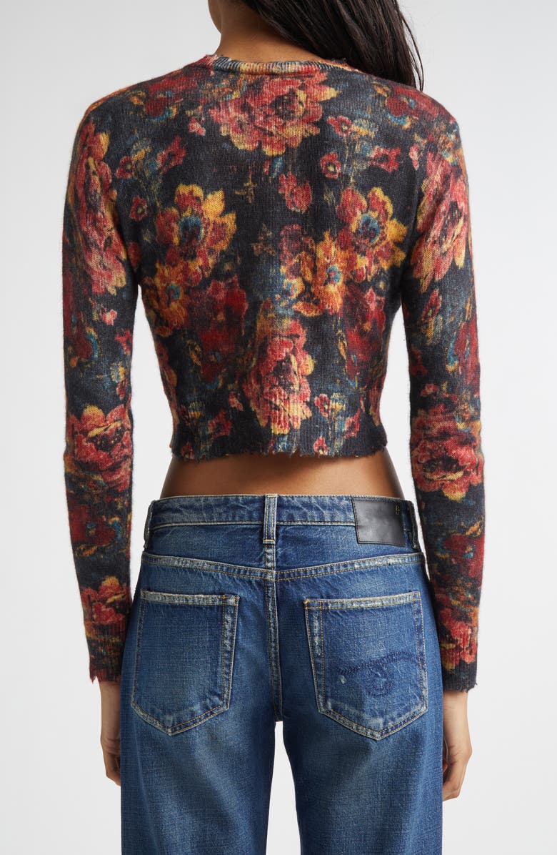 R13 Floral Cashmere Crop Sweater, Alternate, color, Red Floral Multi