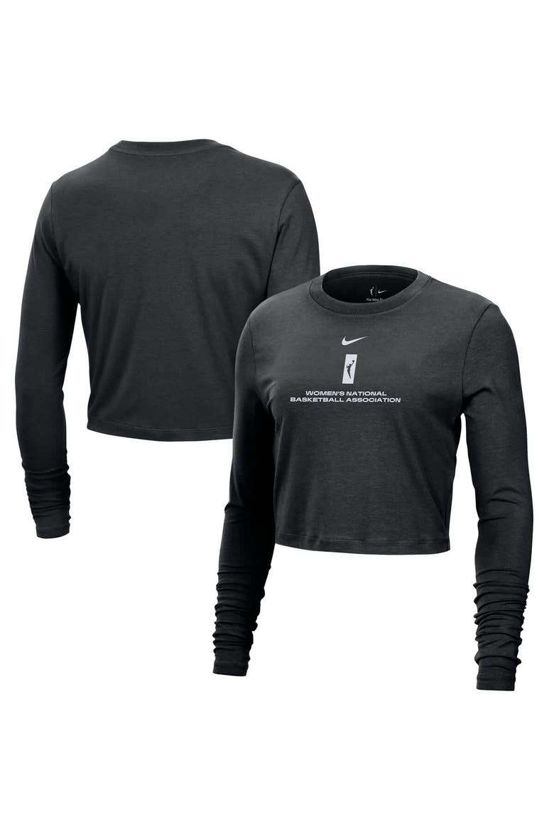 Women's Nike Black WNBA Team 13 Cropped Tri-Blend Long Sleeve T-Shirt, Alternate, color, Black