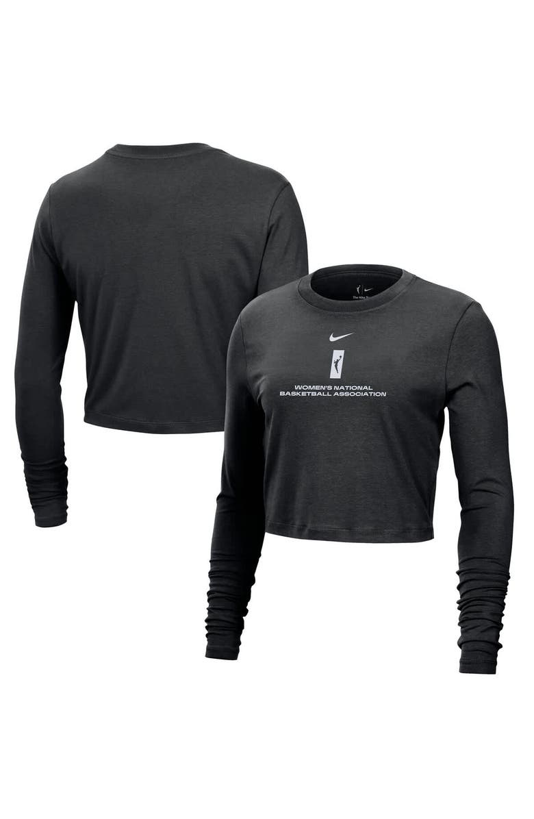 Nike Women's Nike Black WNBA Team 13 Cropped Tri-Blend Long Sleeve T-Shirt, Alternate, color, Black