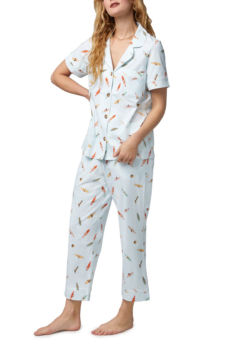 BedHead Pajamas Print Organic Cotton Blend Crop Pajamas, Alternate, color, 