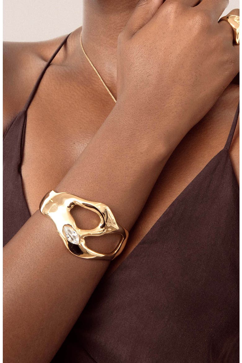 Statement Luxe Cuff Bracelet, Alternate, color, GOLD
