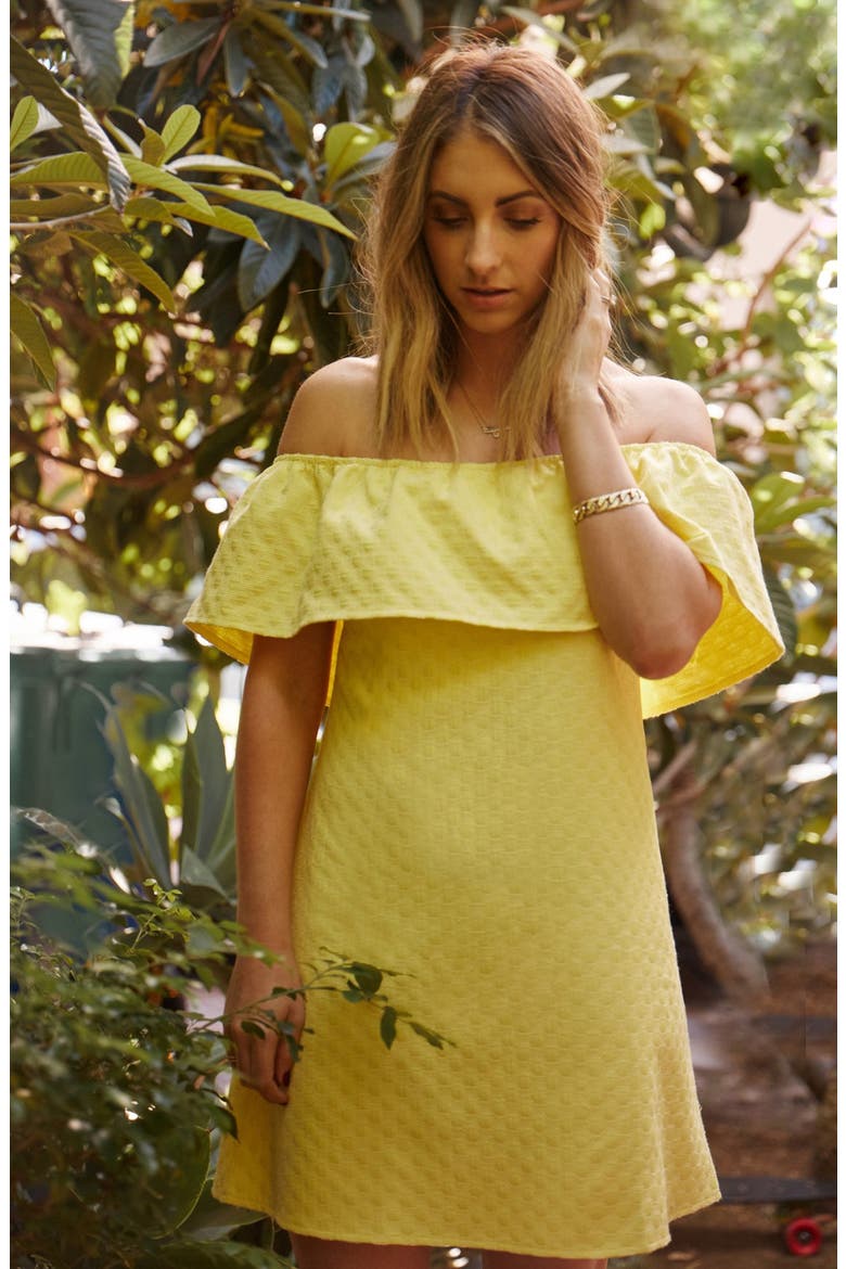 'Lulu' Off the Shoulder Dress, Alternate, color, MELLOW YELLOW