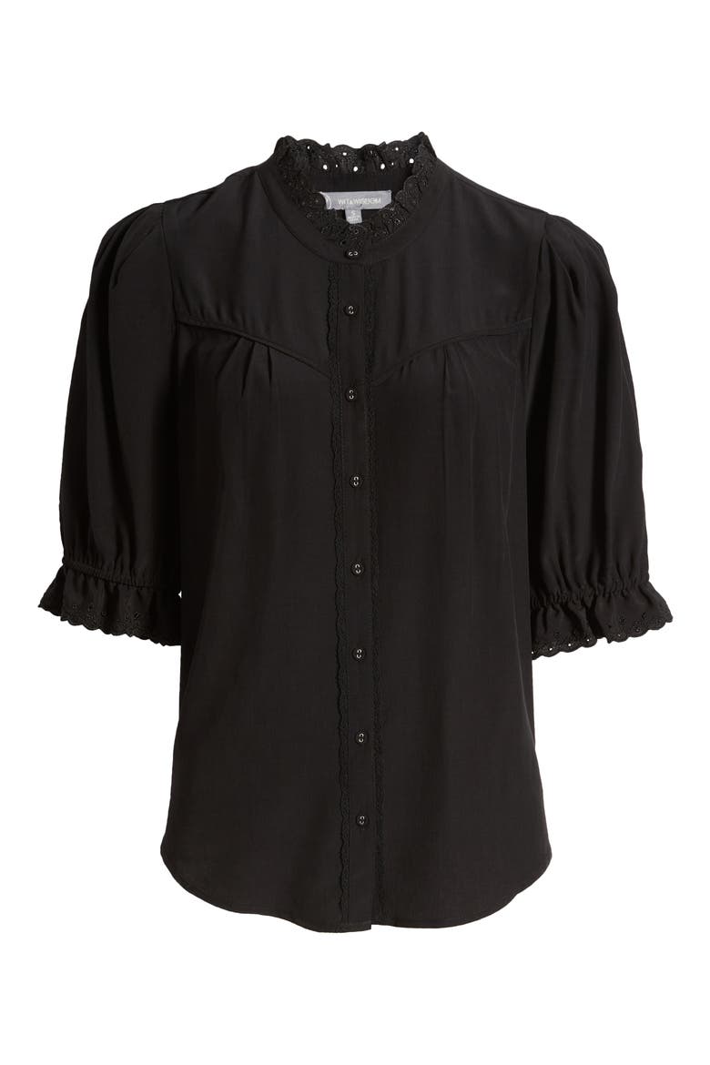 Eyelet Accent Top, Alternate, color, BLACK