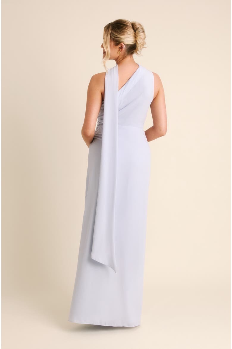 One Shoulder Chiffon Bridesmaid Dress, Alternate, color, Pale Blue