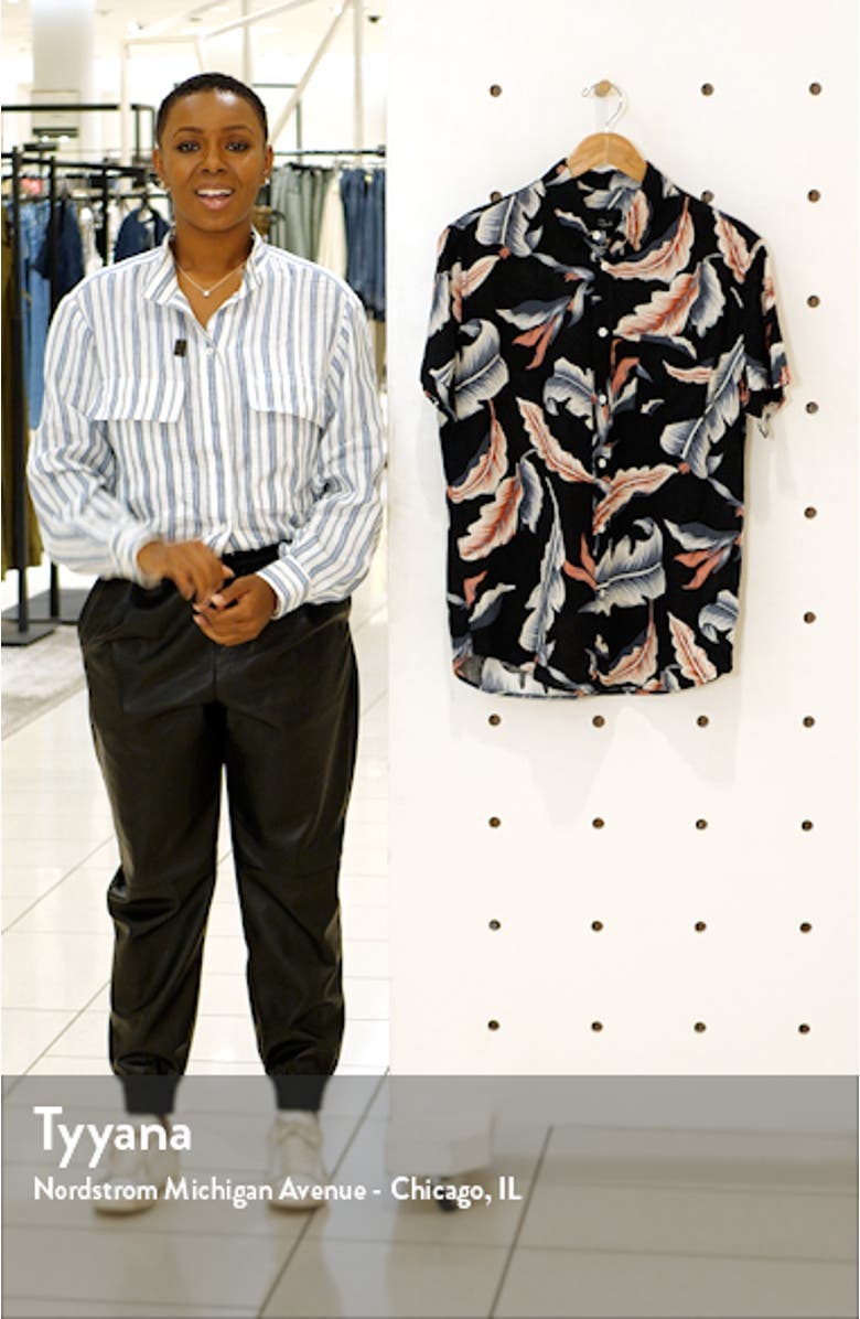 Carson Stripe Short Sleeve Linen Blend Button-Up Shirt, sales video thumbnail