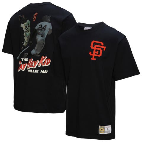 Men's Mitchell & Ness Willie Mays Black San Francisco Giants Legends Collection Vintage Logo T-Shirt