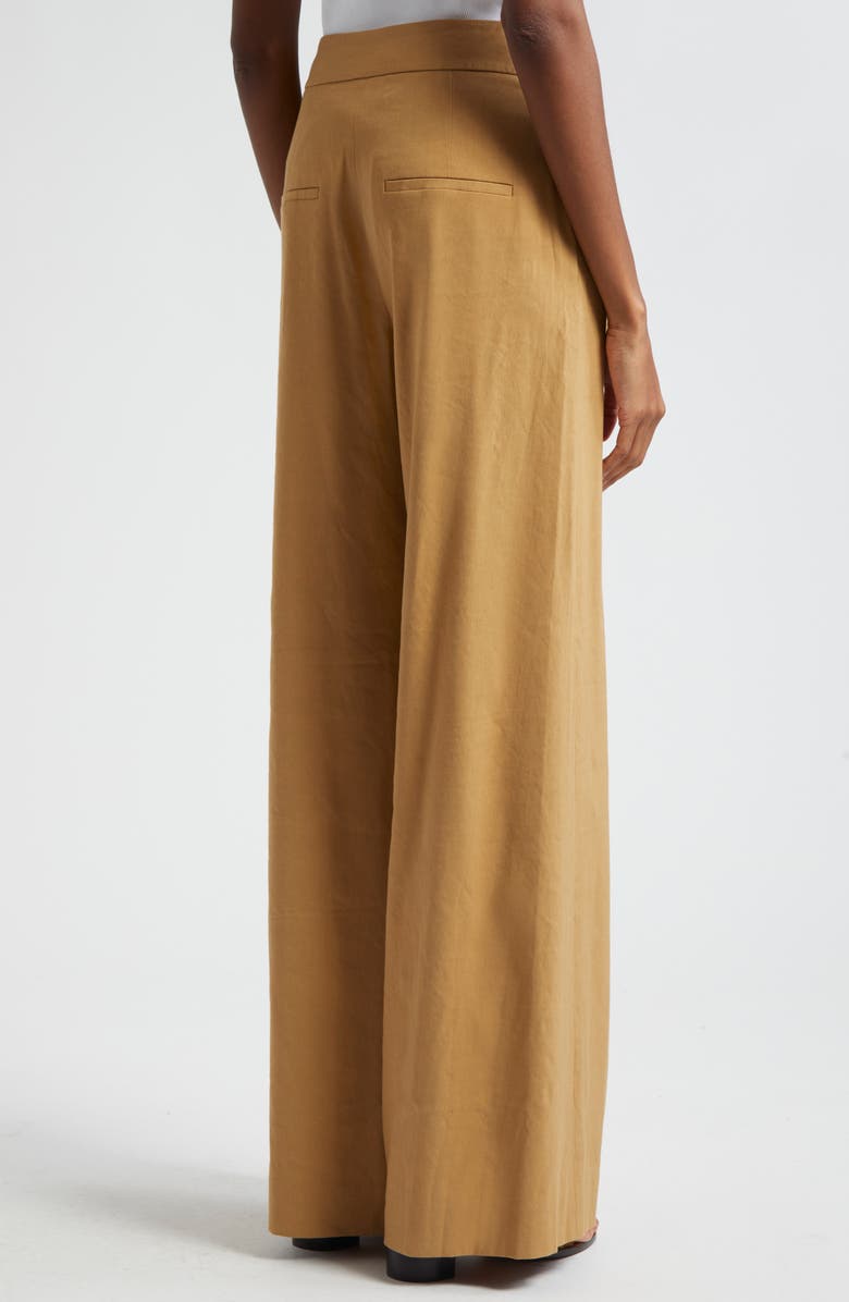Veronica Beard Jodie Pleat Linen Blend Wide Leg Pants, Alternate, color, Desert Khaki