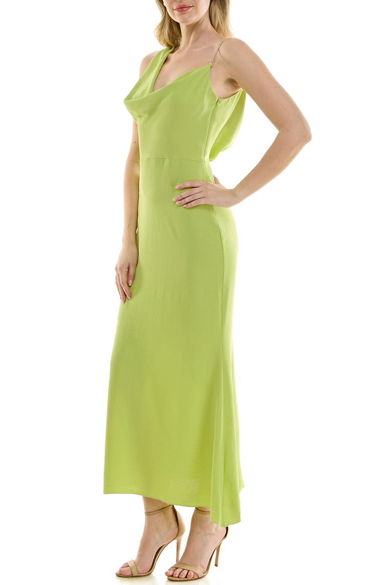 bebe Airflow Cowl Neck Midi Slipdress, Alternate, color, 
