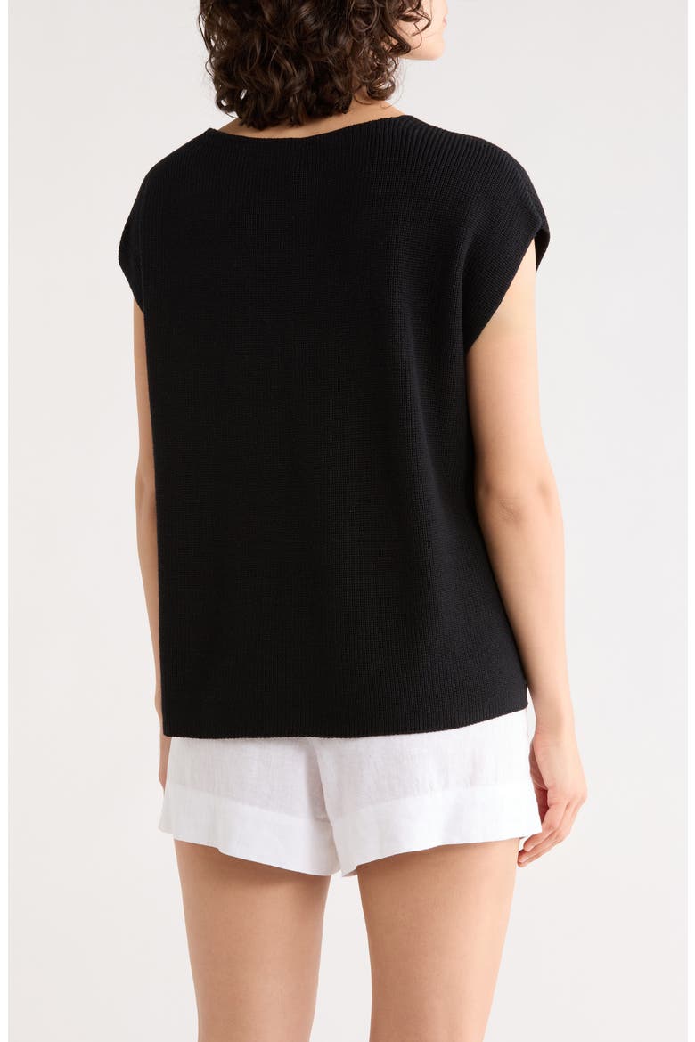 V-Neck Organic Cotton Sweater Vest, Alternate, color, BLACK