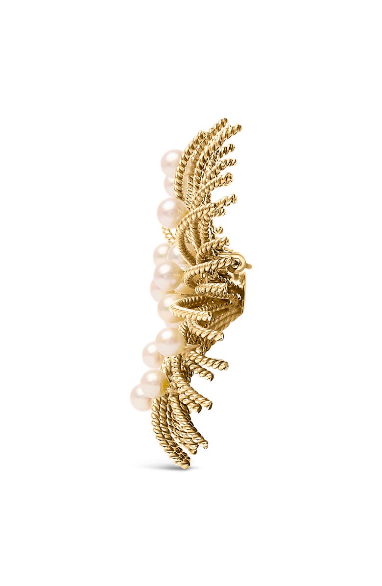 Haus of Brilliance 18K Yellow Gold Cultured Freshwater Pearl Starburst Brooch Pin, Alternate, color, Yellow