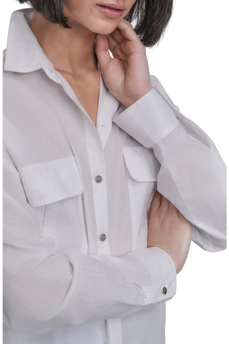Cotton Voile Button-Up Shirt, Alternate, color, WHITE