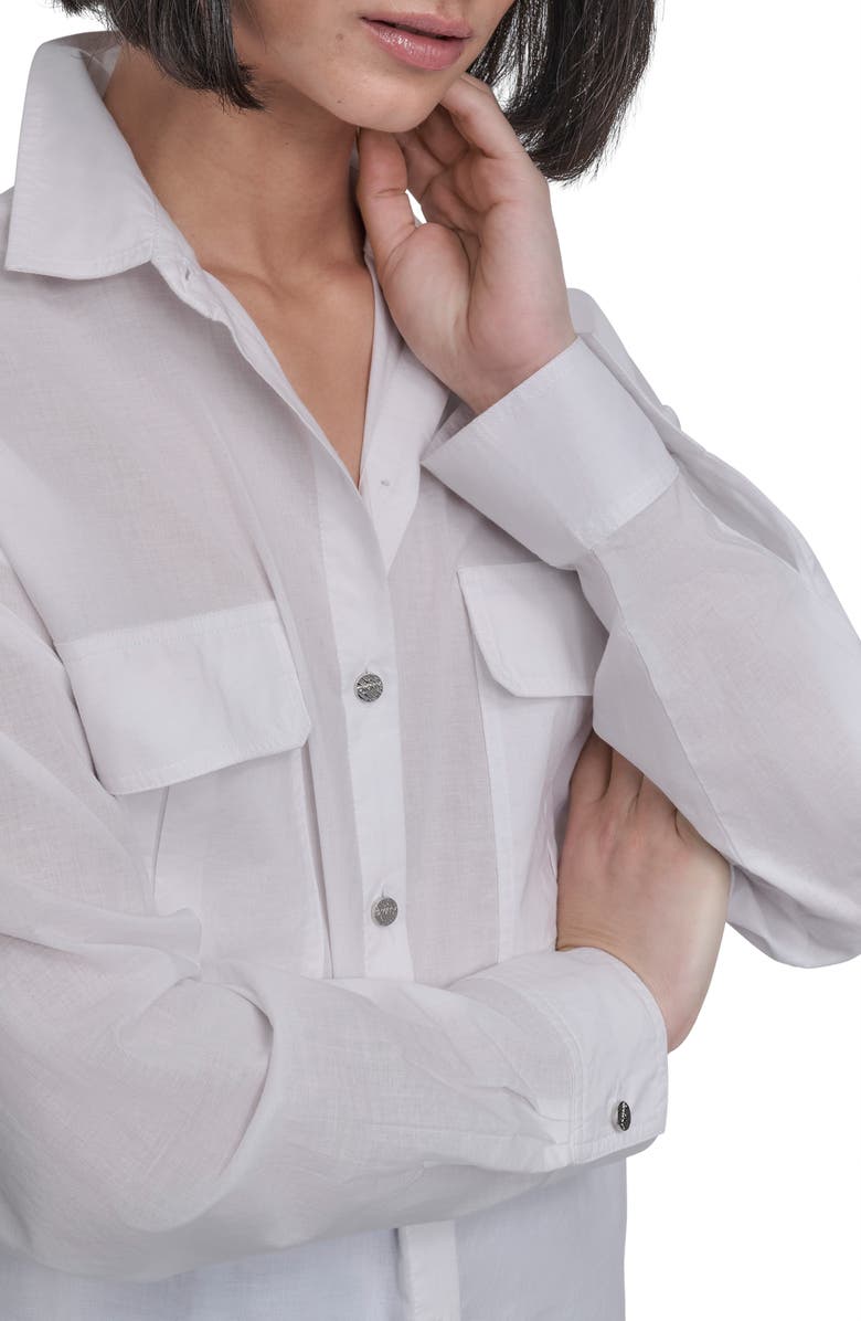 DKNY Cotton Voile Button-Up Shirt, Alternate, color, White