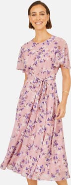 Yumi Blossom Print Midi Skater Dress
