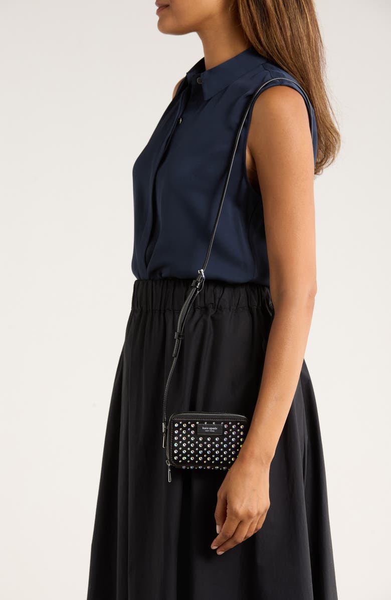 Kate Spade New York zip micro crossbody bag, Alternate, color, Black