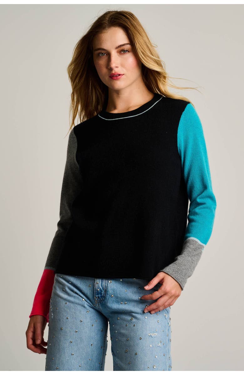 Lisa Todd Block Talk Cashmere Sweater, Alternate, color, Onyx Combo