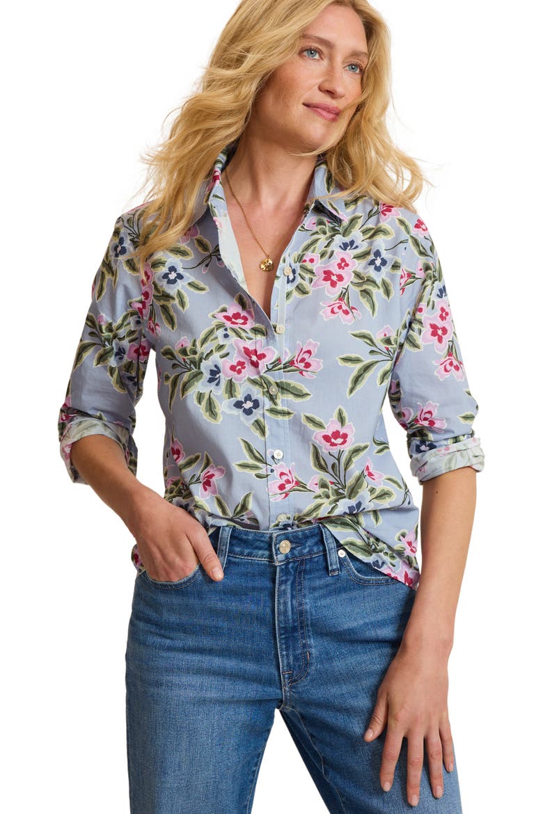 Ocean Petals Cotton Voile Shirt, Alternate, color, MOONDUST
