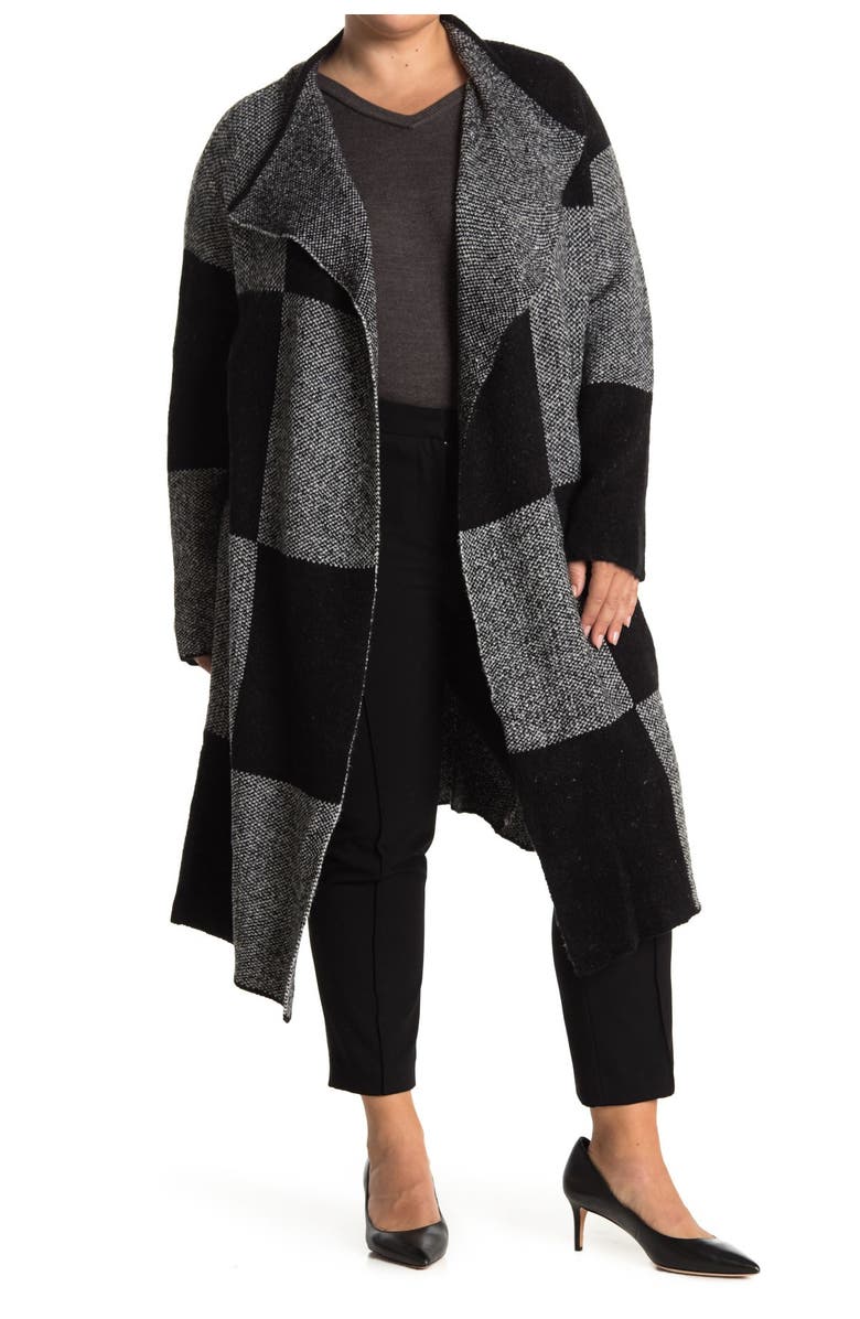 Joseph A Large Buffalo Plaid Cardigan Sweater Coat, Alternate, color,