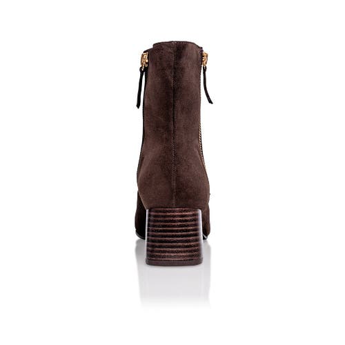 Joan Oloff Shoes Arina Dress Ankle Bootie With A Block Heel In Brown