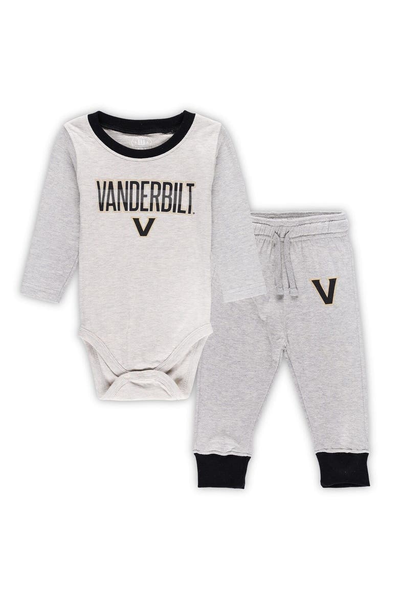 Infant Wes & Willy Heather Gray Vanderbilt Commodores Two-Piece Jie Jie Long Sleeve Bodysuit & Pants Set, Main, color, Heather Gray