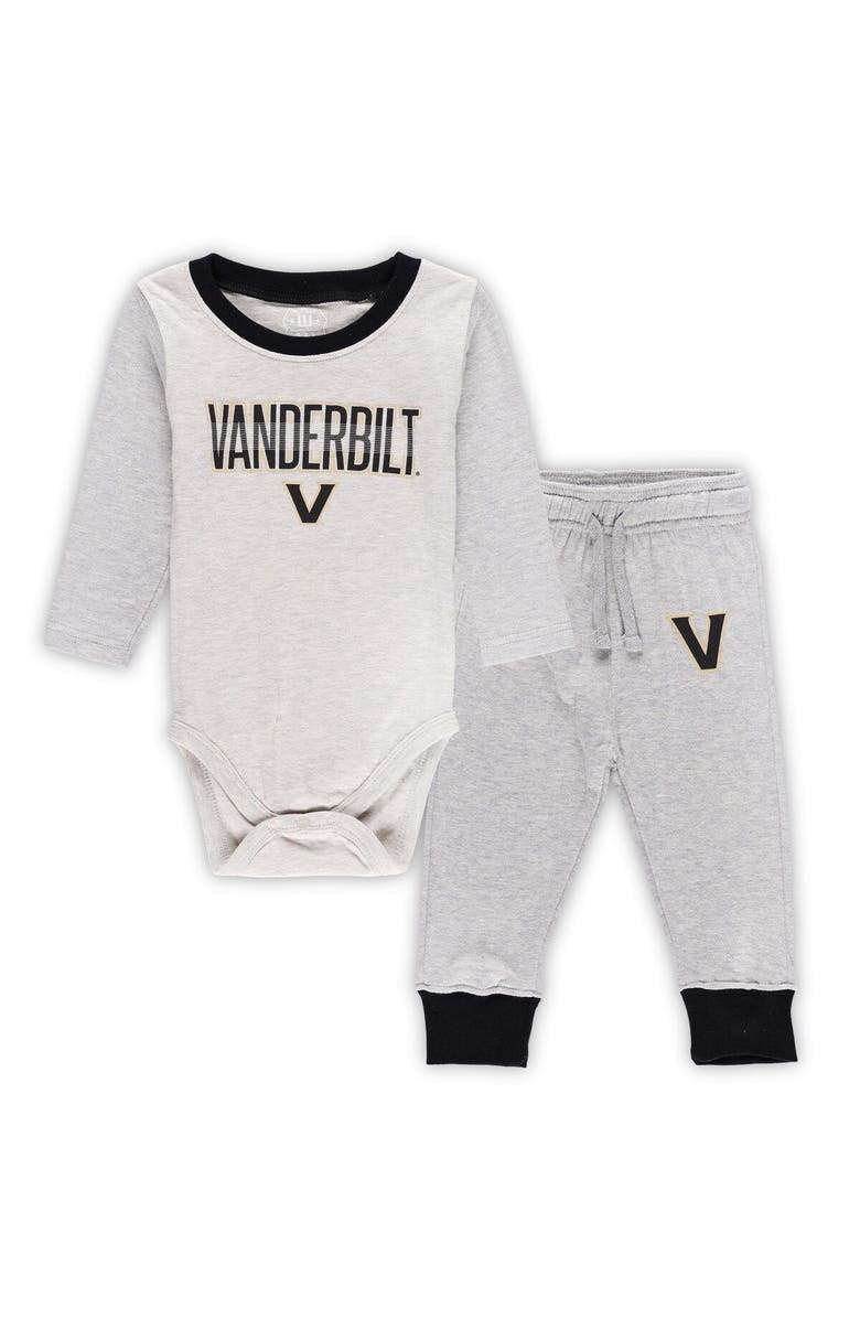 Wes & Willy Infant Wes & Willy Heather Gray Vanderbilt Commodores Two-Piece Jie Jie Long Sleeve Bodysuit & Pants Set, Main, color, Heather Gray