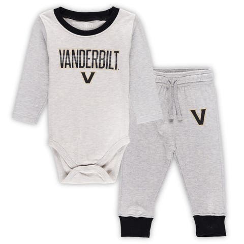 Infant Wes & Willy Heather Gray Vanderbilt Commodores Two-Piece Jie Jie Long Sleeve Bodysuit & Pants Set