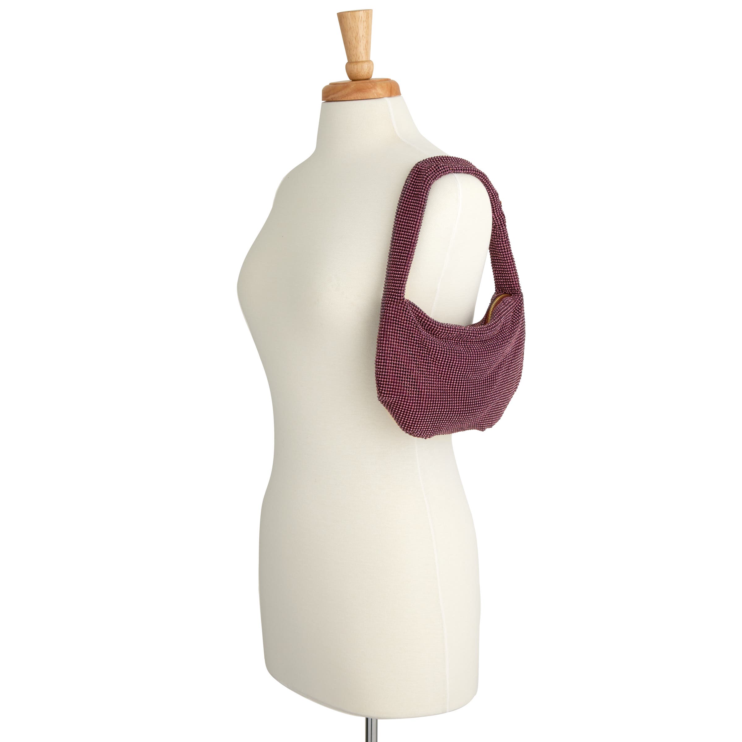 Whiting & Davis Farrah Crystal Hobo, Alternate, color, Wine