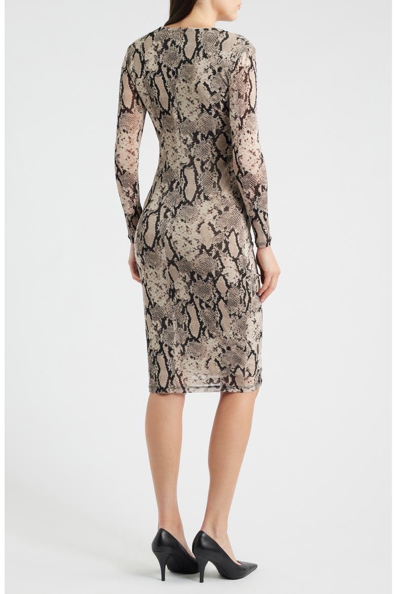 Print Long Sleeve Body-Con Dress, Alternate, color, NATURAL CLAY MULTI