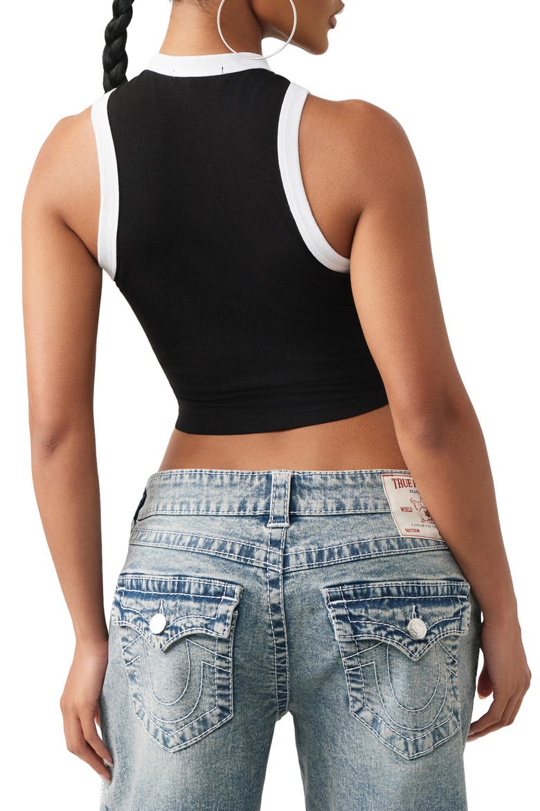 Crystal Graphic Ringer Racerback Tank Top, Alternate, color, JET BLACK