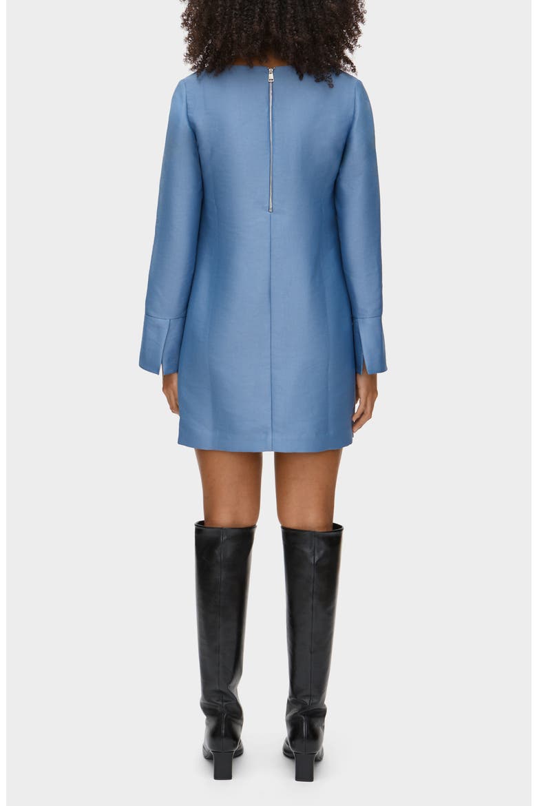 Carmel Long Sleeve Satin Minidress, Alternate, color, STEEL BLUE