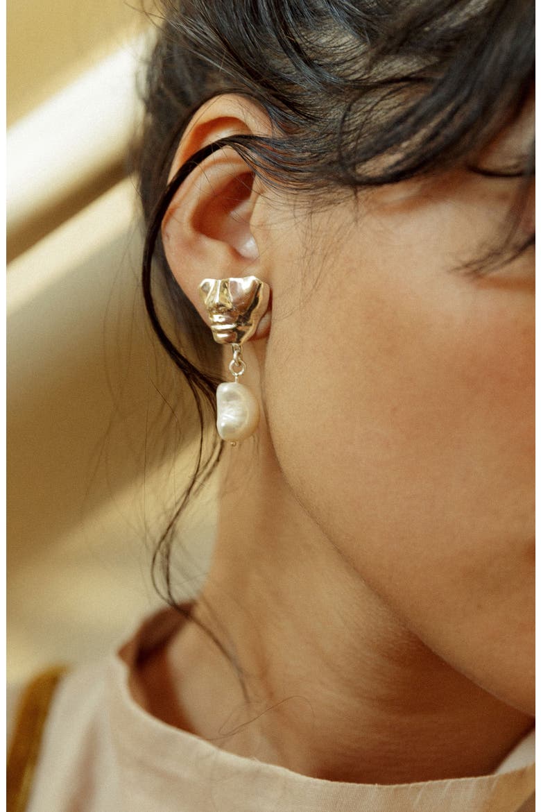 Portra Pearl Drop Earrings, Alternate, color, BRONZE