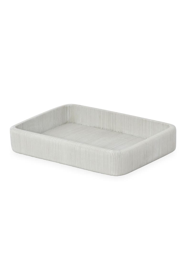 Fine Lines Ceramic Soap Dish, Main, color, WHITE