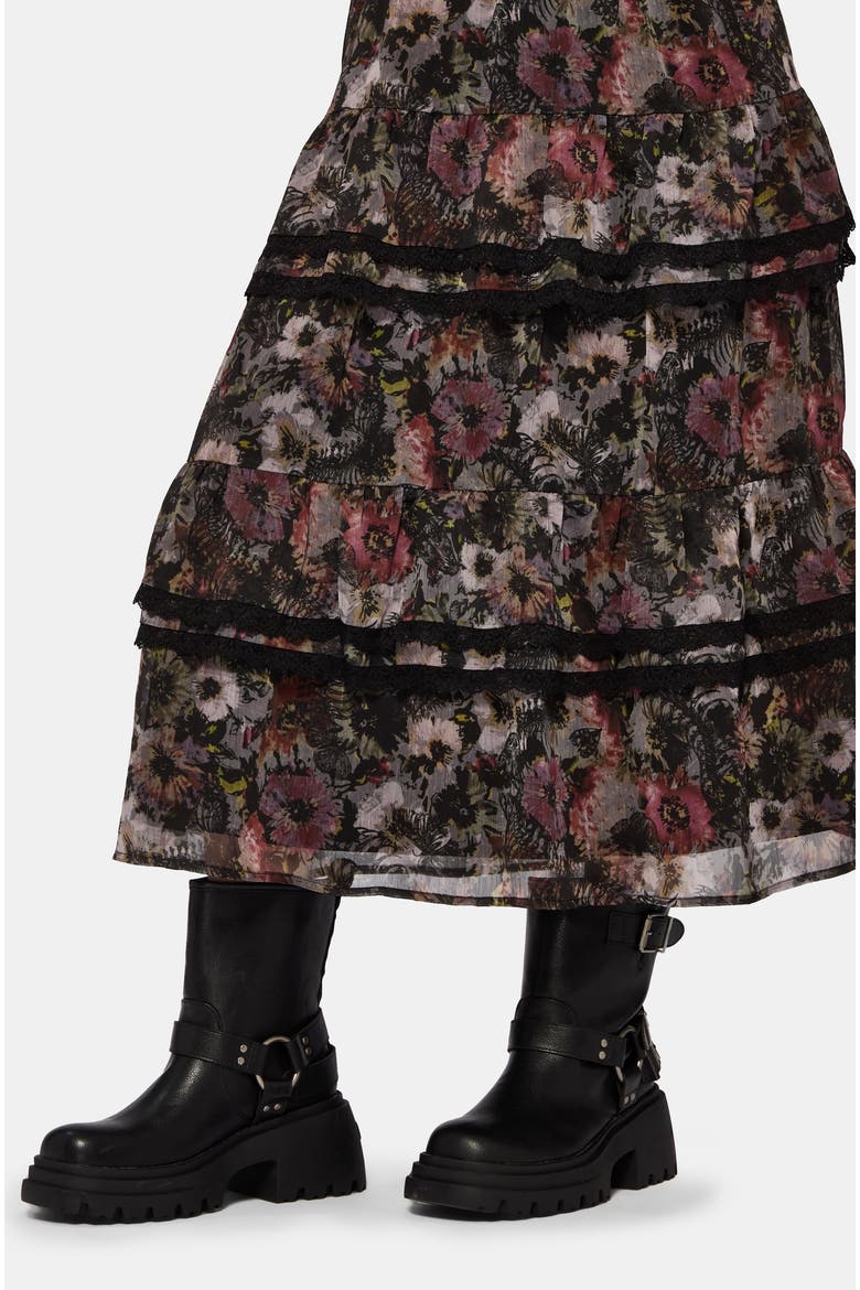 Mortua Grunge Floral Print Maxi Dress, Alternate, color, Black