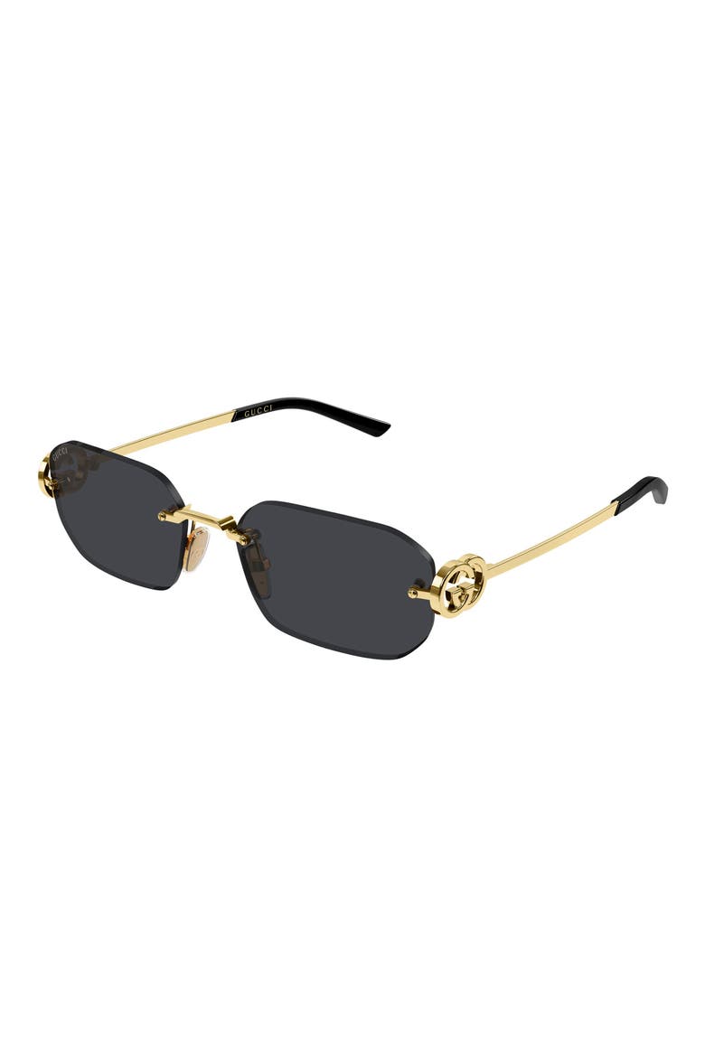 GG2228S 57mm Gradient Rectangular Sunglasses, Alternate, color, GOLD/ BLACK