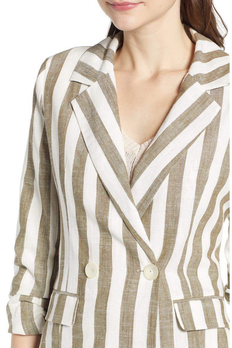 Chriselle Lim Cherie Stripe Blazer, Alternate, color, OLIVE STRIPE