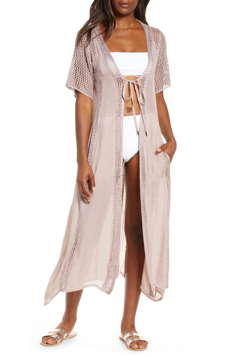 Elan Crochet Panel Swim Cover-Up, Main, color,