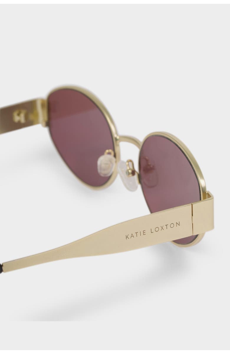Katie Loxton Siena Oval Sunglasses in Matte Gold And Tortoiseshell, Alternate, color, Matte Gold