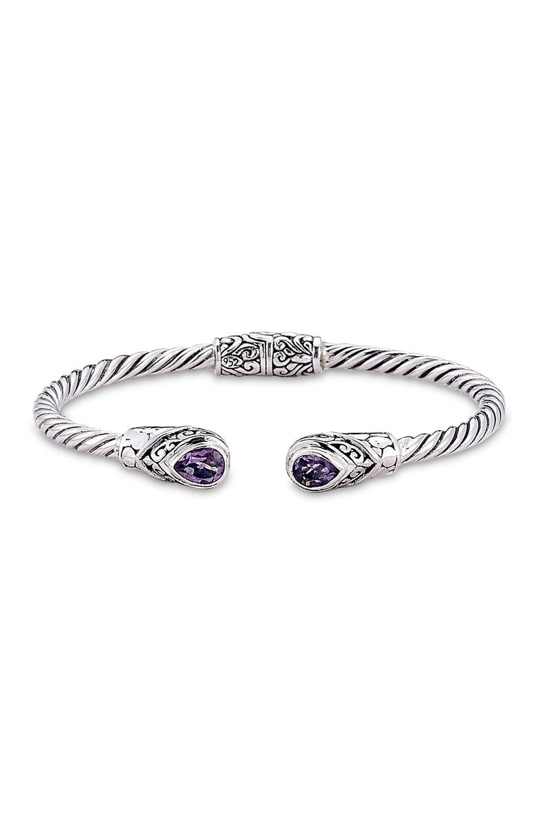 SAMUEL B. Amethyst Twisted Cable Bangle Bracelet, Main, color,