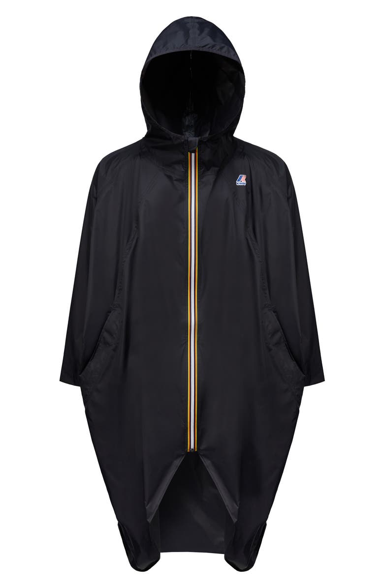 K-Way Rennes Waterproof Packable Rain Poncho, Alternate, color, Black Pure