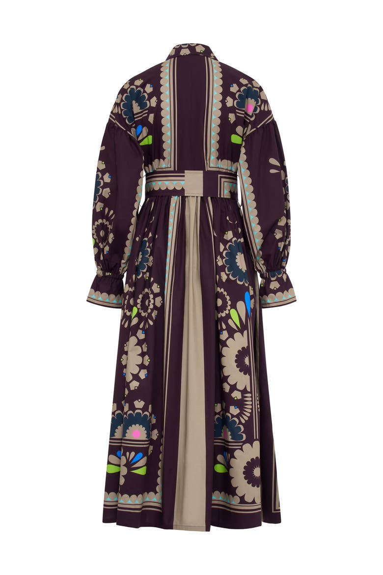 Printed Poplin Dress, Alternate, color, Bordeaux / Wine
