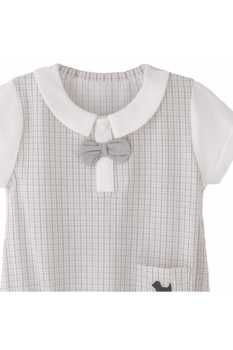 Check Bow Romper, Alternate, color, Grey