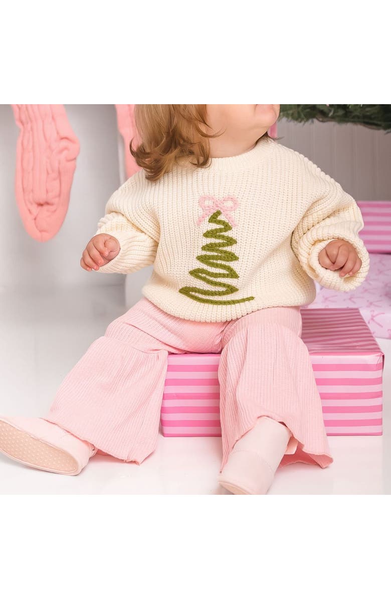 Sweet Wink Christmas Tree Knit Sweater, Alternate, color, Natural