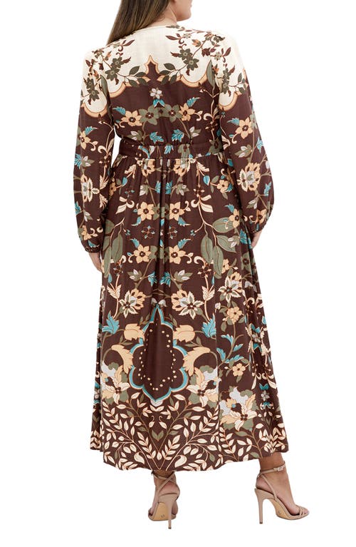 City Chic Florence Long Sleeve Maxi Dress In Forever Florence