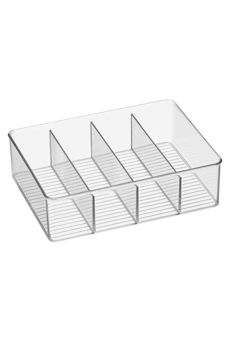 4-Section Storage Bin for Tea Bags, Sweeteners, and Spices in Pantry or Cabinet, Clear, Alternate, color, Clear