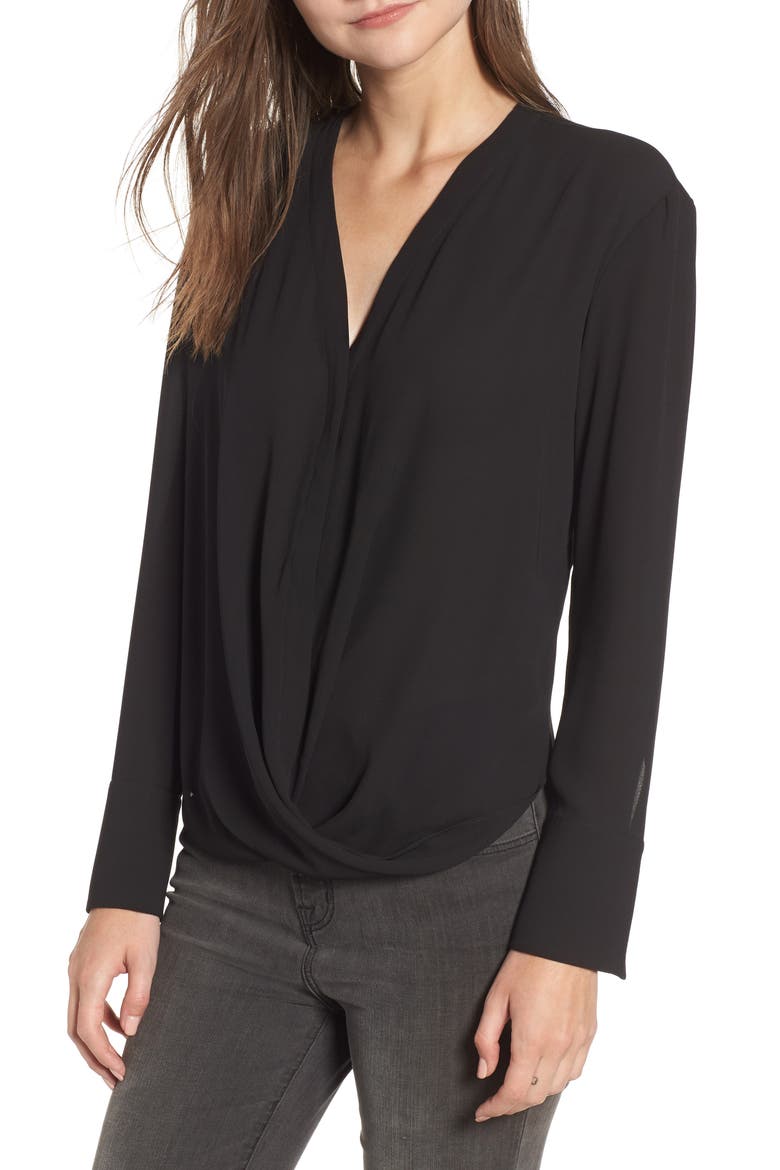 Drape Front Top, Main, color, BLACK