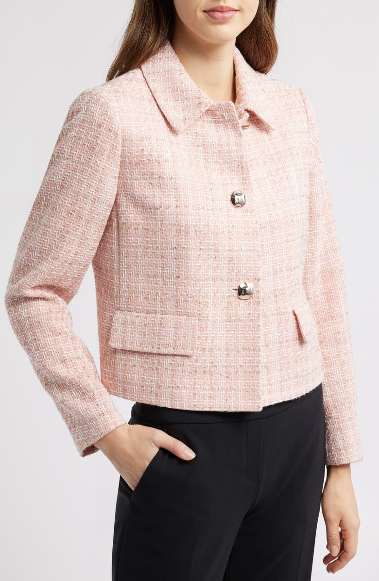 Anne Klein Collared Tweed Crop Jacket, Alternate, color, 