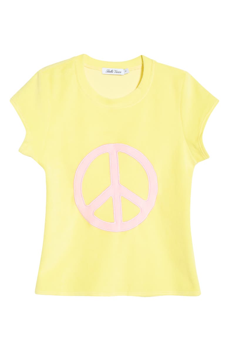 Bella Venice Peace Graphic Velour Crop T-Shirt, Main, color, Yellow